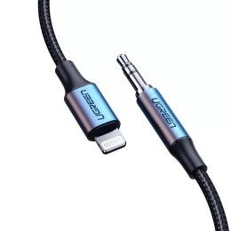 Uzelený kabel audio kabel AUX MFI Lightning - 3,5 mm mini jack 1 m šedý (70509)