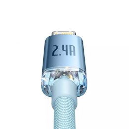 Baseus Crystal Shine Series kabel USB - Lightning 2,4A 20W 1,2m niebieski (CAJY001103)