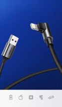 Kątowy kabel UGREEN przewód USB - Lightning MFI 1m 2,4A czarny (60521)