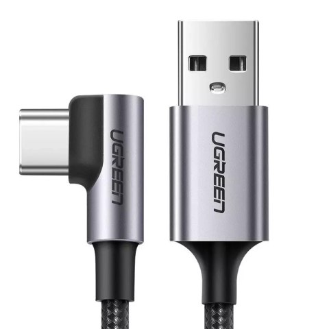 Kątowy kabel UGREEN przewód USB - USB Typ C 1m 3A szary (50941)