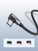 Kątowy kabel UGREEN przewód USB - USB Typ C 1m 3A szary (50941)