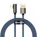 Baseus Legendary kątowy nylonowy kabel przewód USB - Lightning dla graczy 2.4A 1m niebieski (CACS000003)