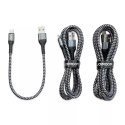 Joyroom N10 King Kong series zestaw 3 x nylonowy kabel przewód USB - Lightning (0.25m + 1.2m + 2m) 2,4A szary