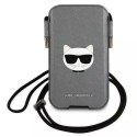 Karl Lagerfeld Torebka KLHCP12LOPHCHG 6,7" szary/grey hardcase Saffiano Ikonik Choupette Head