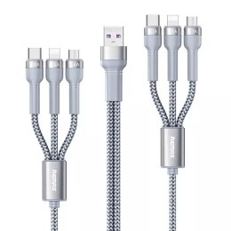 Remax Jany Series wielofunkcyjny kabel 6w1 USB - micro USB + USB Typ C + Lightning / micro USB + USB Typ C + Lightning 2m srebrn