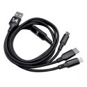 Wozinsky kabel przewód 3w1 USB - USB Typ C/ micro USB/ Lightning 2,8A 1,25m czarny