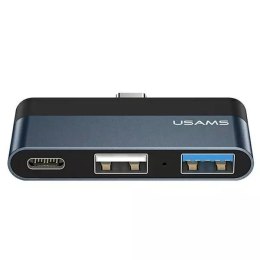 USAMS Adapter HUB USB 2.0/USB 3.0/USB-C szary/grey SJ490HUB01 (US-SJ490)