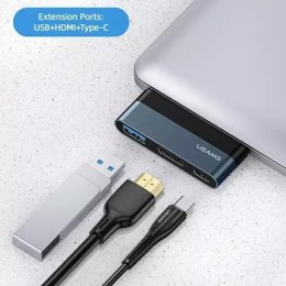 USAMS Adapter HUB USB 3.0/USB-C/HDMI 1.4 szary/grey SJ492HUB01 (US-SJ492)