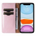 Étui à sangle magnétique pour iPhone 12 pochette portefeuille + mini lanière pendentif rose