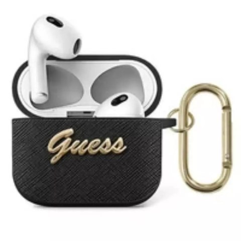 Guess GUA3SASMK Housse AirPods 3 noir / noir Saffiano Script Metal Collection