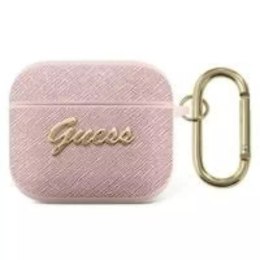 Guess GUA3SASMP AirPods 3 couverture rose / rose Saffiano Script Metal Collection