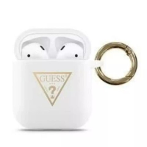 Guess GUACA2LSTLWH AirPods cover biały/white Silicone Triangle Logo