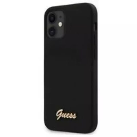 Guess GUHCP12SLSLMGBK iPhone 12 mini 5,4" black/czarny hardcase Silicone Script Gold Logo