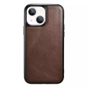 ICarer Leather Oil Wax recouvert de cuir véritable pour iPhone 13 mini marron (ALI1211-BN)