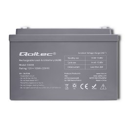 Qoltec Akumulator AGM | 12V | 100Ah | max 1200A