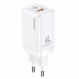 USAMS Ład. siec. T41 USB-C+USB GaN 47W PD+QC (only head) Fast Charging biały/white CC137TC02 (US-CC137)