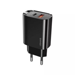 USAMS Ładowarka sieciowa 1xUSB-C+1xUSB T35 20W (only head) PD3.0 + QC3.0 Fast Charging czarny/black CC121TC02 (US-CC121)