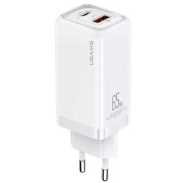 USAMS Ładowarka sieciowa 1xUSB-C+1xUSB T47 65W PD Fast Charging Super Si biały/white CC153TC02 (US-CC153)