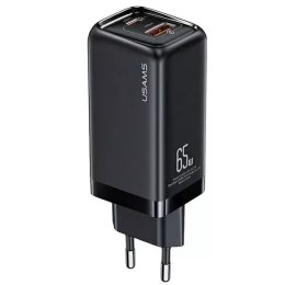 USAMS Ładowarka sieciowa 1xUSB-C+1xUSB T47 65W PD Fast Charging Super Si czarny/black CC153TC01 (US-CC153)