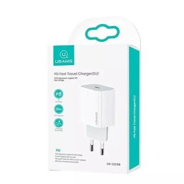 USAMS Ładowarka sieciowa 1x USB-C T34 20W 5V-3A (only head) PD3.0 Fast Charging biały/white CC118TC01 (US-CC118)