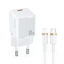 USAMS Ładowarka sieciowa 1x USB-C T45 30W PD3.0 Fast Charging + kabel U63 USB-C/Lightning biały/white UXTZH02 (USAMS-UX)