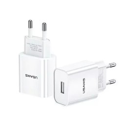 USAMS Ładowarka sieciowa 1x USB T18 2,1A (only head) biały/white Fast Charging CC075TC01