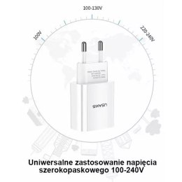 USAMS Ładowarka sieciowa 1x USB T18 2,1A (only head) biały/white Fast Charging CC075TC01