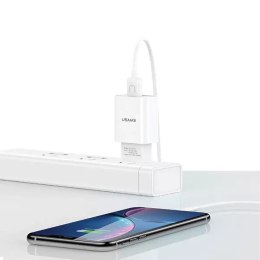 USAMS Ładowarka sieciowa 1x USB T21 lightning biały/white 2,1A Fast Charging T21OCLN01