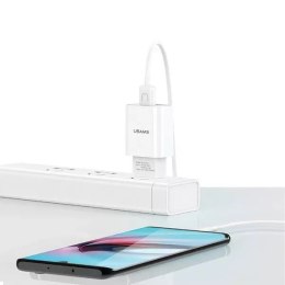 USAMS Ładowarka sieciowa 1x USB T21 micro USB biały/white 2,1A Fast Charging T21OCMC01