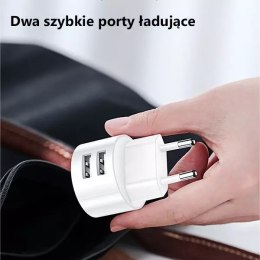 USAMS Ładowarka sieciowa 2xUSB T20 2,1A lightning biały/white round Fast Charging XTXLOGT1804