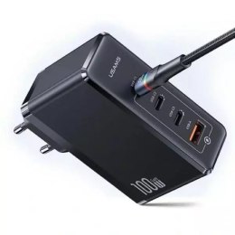 USAMS Ładowarka sieciowa 3xUSB-C+1xUSB GaN 100W T50 PD (only head) Fast Charging czarny/black CC163TC01 (US-CC163)