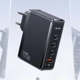 USAMS Ładowarka sieciowa 3xUSB-C+1xUSB GaN 100W T50 PD (only head) Fast Charging czarny/black CC163TC01 (US-CC163)