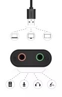 Adapter UGREEN zewnętrzna karta dźwiękowa muzyczna USB - 3,5 mm mini jack 15cm czarny (30724)