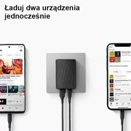 UNIQ Ładowarka sieciowa Votre Slim Duo 20W USB-C + USB-A czarny/charcoal black