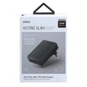 UNIQ Ładowarka sieciowa Votre Slim Duo 20W USB-C + USB-A czarny/charcoal black