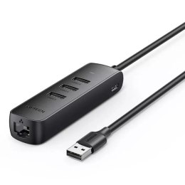 Ugreen adapter przejściówka USB - Ethernet RJ45 / 3 x USB czarny (CM416)