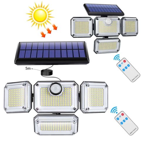 Lampa solarna zewnętrzna Alogy halogen ścienny 333 LED panel zewnętrzny czujnik ruchu PIR