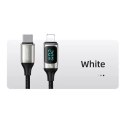 USAMS Kabel pleciony U78 USB-C na Lightning LED 1.2m 20W PD Fast Charge biały/white SJ545USB02 (US-SJ545)