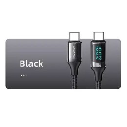 USAMS Kabel pleciony U78 USB-C na USB-C LED 1.2m 100W Fast Charging czarny/black SJ546USB01 (US-SJ546 )