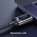 USAMS Kabel pleciony U78 USB-C na USB-C LED 2m 100W Fast Charging czarny/black SJ558USB01 (US-SJ558)