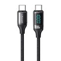 USAMS Kabel pleciony U78 USB-C na USB-C LED 3m 100W Fast Charging czarny/black SJ559USB01 (US-SJ559)