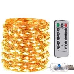 Lampki choinkowe USB- druciki 300 LED ciepły biały