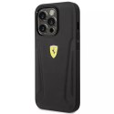 Etui Ferrari FEHCP14XRBUK do iPhone 14 Pro Max 6,7" hardcase Leather Stamp Sides czarny/black