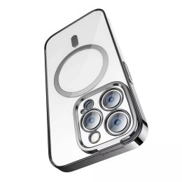 Zestaw Etui Baseus Glitter Magnetic do iPhone 14 Pro (srebrne) + szkło hartowane + zestaw czyszczący