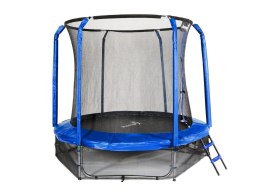 Trampolina Ogrodowa Jumpi 252cm/8FT Maxy Comfort Niebieska Z Wewnętrzną Siatką