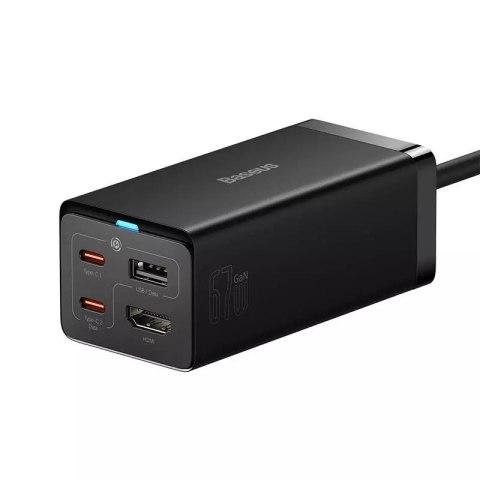 Ładowarka sieciowa Baseus GaN5 Pro 2xUSB-C + USB + HDMI, 67W (czarna)