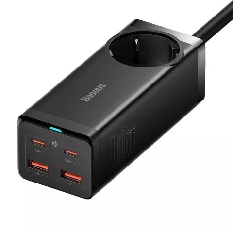 Ładowarka sieciowa / listwa zasilająca Baseus GaN3 Pro 2x USB + 2xUSB-C + AC, 100W (czarna)