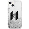 Karl Lagerfeld nakładka do iPhone 14 6,1" KLHCP14SLBKLCS srebrna Liquid Glitter case Big KL Logo