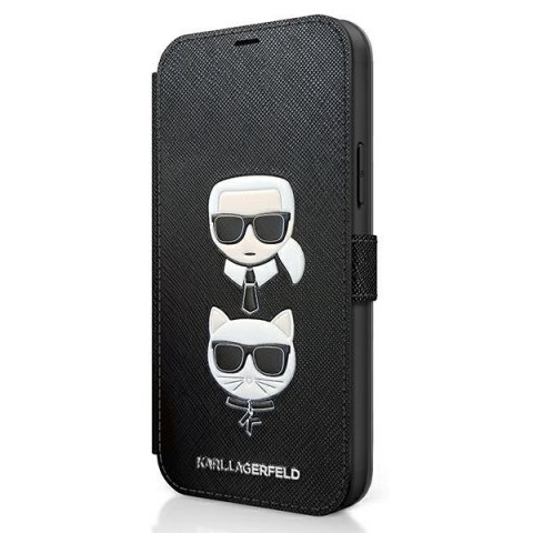 Karl Lagerfeld etui do iPhone 12 / 12 Pro 6,1" KLFLBKP12MSAKICKCBK czarne book case Saffiano Karl & Choupette
