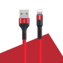 Maxlife kabel MXUC-01 USB - Lightning 1,0 m 2A czerwony nylonowy